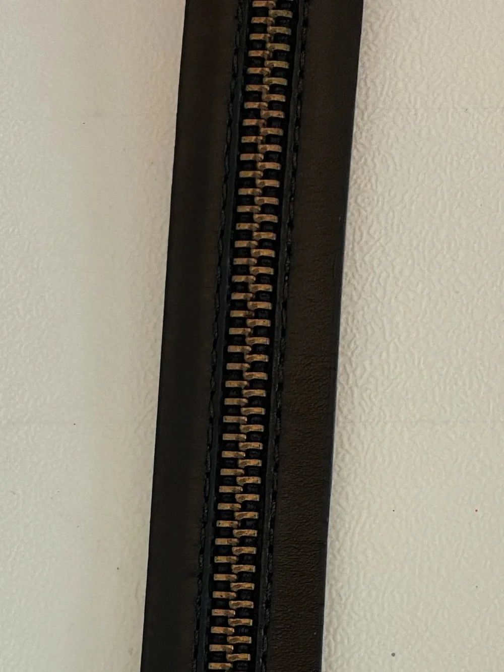 Streets Ahead Black Leather Zipper Belt Gunmetal Multi-Loop Buckle Size L Y2K